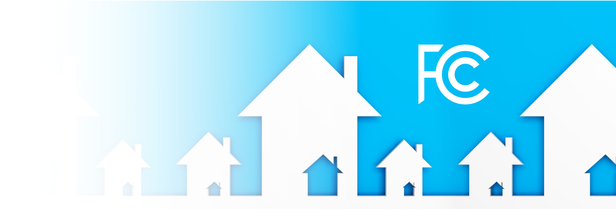 row of houses with FCC logo
